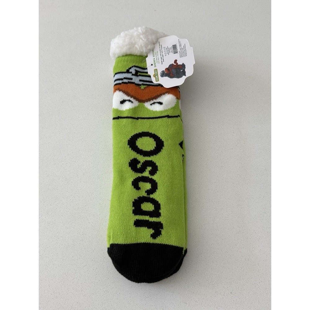 Sesame Street Oscar The Grouch Sherpa Slipper Socks New With Tag Adult One Size